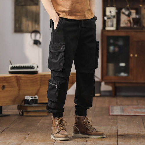 Herren Cargo-Joggerhose im Utility-Workwear-Stil mit Tunnelzugbund, elastischen Bündchen und Multifunktionstaschen Drune