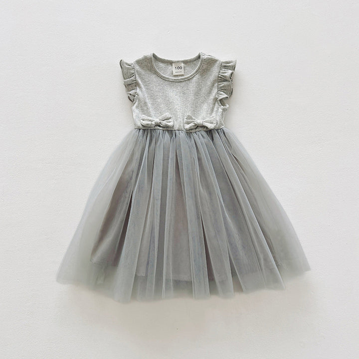 Mädchen Tüll Rüschdress mit Schleifenakzenten Drune