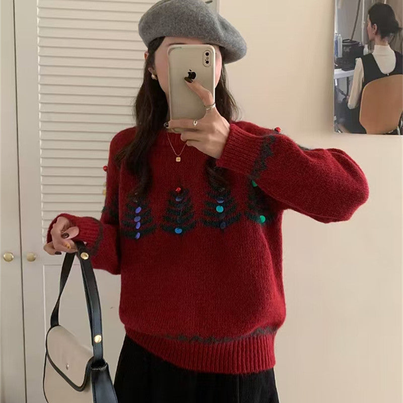 Damen Kuscheliger Pullover mit verspieltem Muster und fröhlichen Applikationen Drune