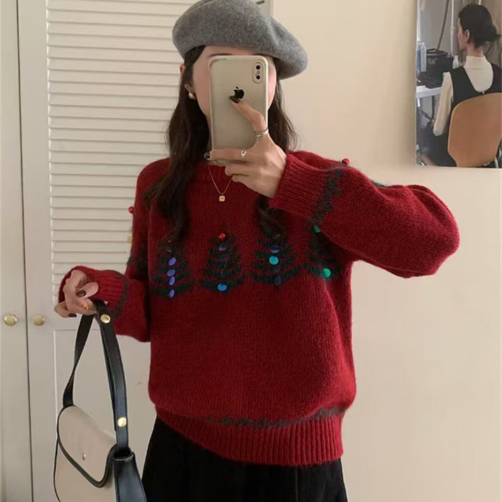 Damen Kuscheliger Pullover mit verspieltem Muster und fröhlichen Applikationen Drune