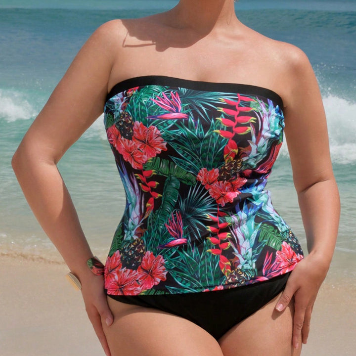Damen Bandeau-Tankini mit lebhaftem Blumendruck Drune