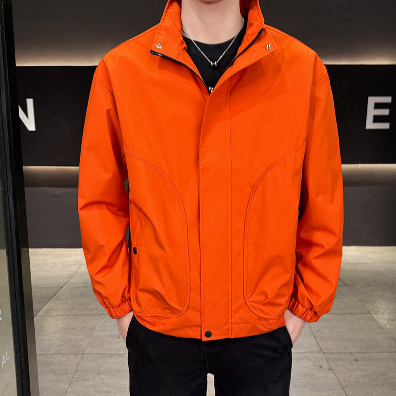 Herren Leichte City-Outdoorjacke mit verdecktem Reißverschluss, Stehkragen und elastischen Bündchen Drune
