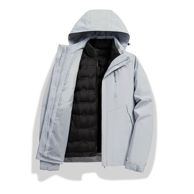 Damen 2-in-1 wasserdichte Winterjacke mit abnehmbarer Daunen-Innenweste Drune