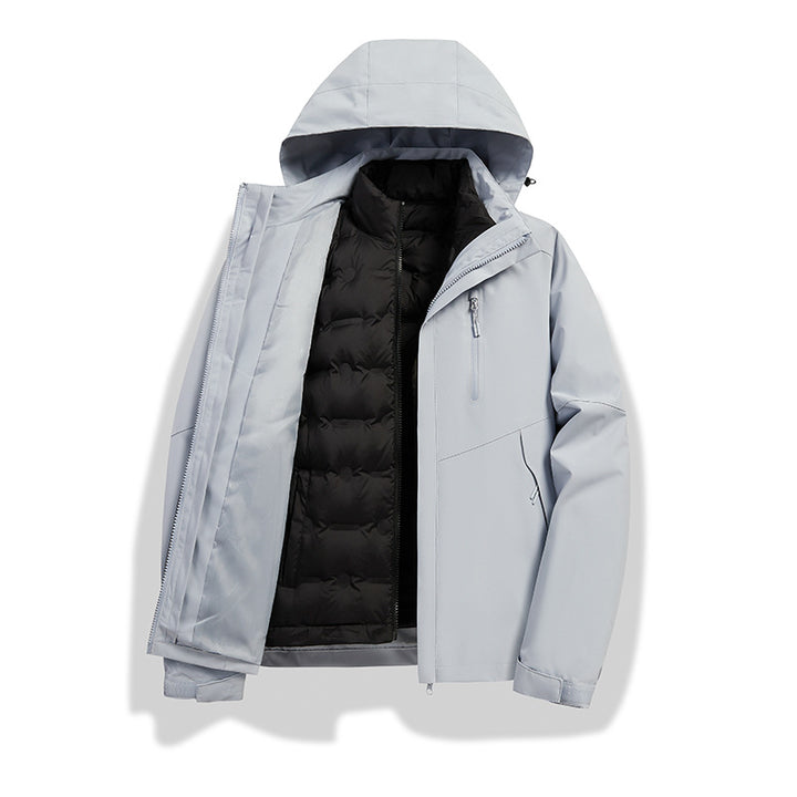 Damen 2-in-1 wasserdichte Winterjacke mit abnehmbarer Daunen-Innenweste Drune