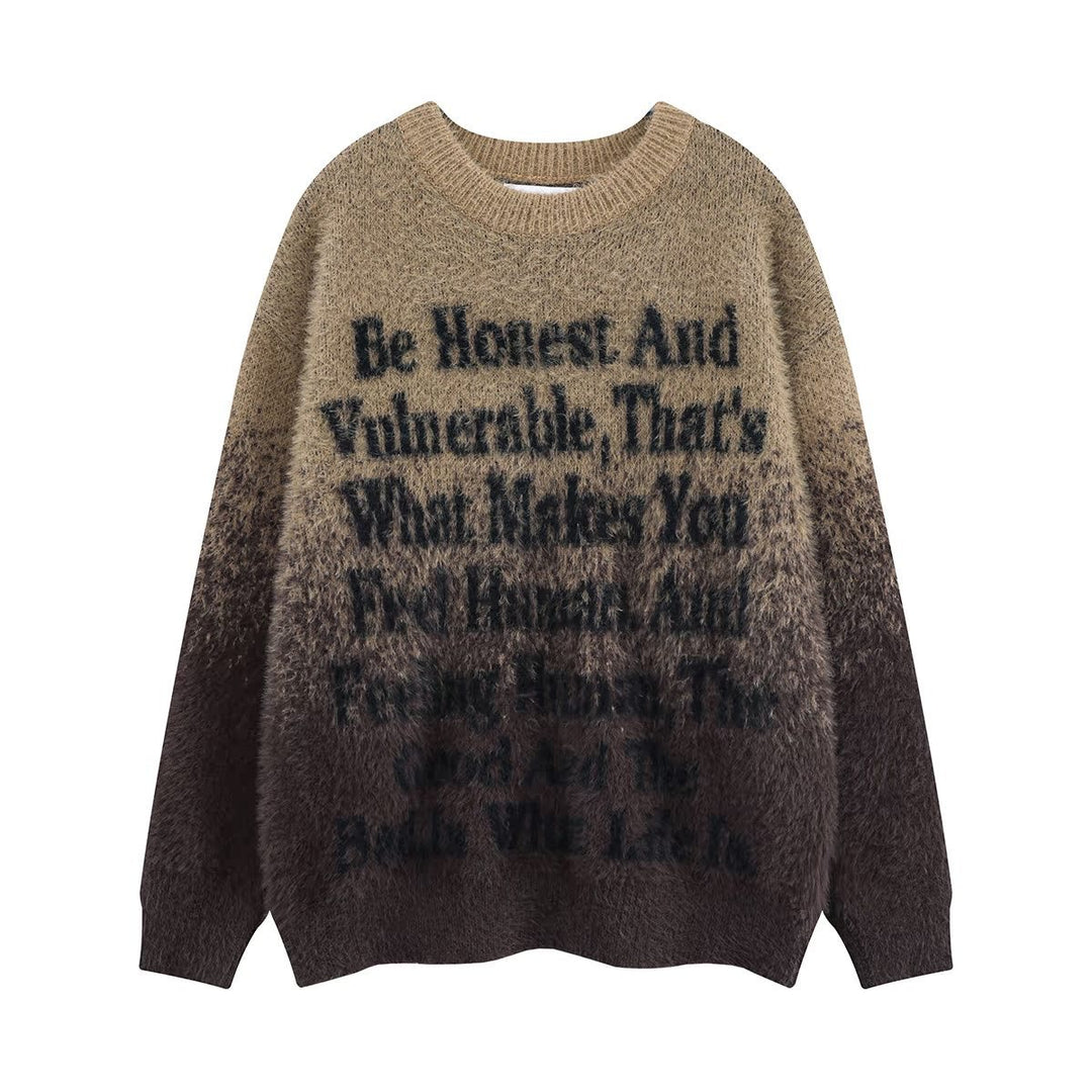Damen Modischer Grobstrickpullover mit inspirierendem Schriftzug Drune