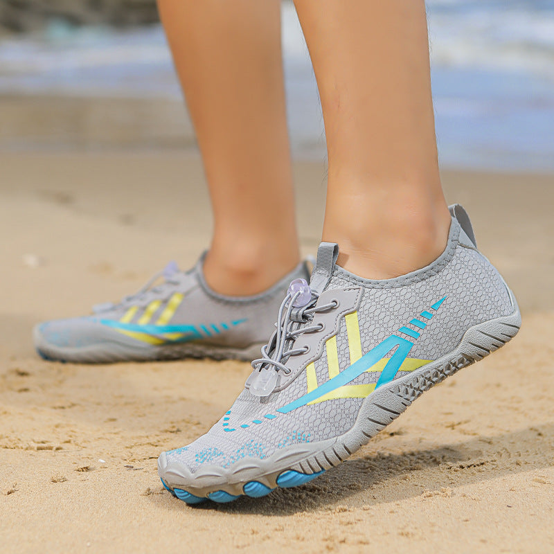 Unisex nan ultraleichte Aquaschuhe mit zehennahem Flexprofil, rutschfester Gummilaufsohle und Schnellzugverschluss Drune