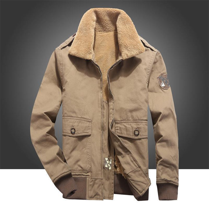 Herren Fliegerjacke im Vintage-Canvas mit Teddykragen und Rippbündchen Drune
