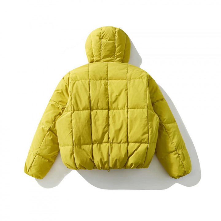 Unisex Weitgeschnittene gesteppte Kapuzenjacke mit Quadratsteppung und elastischem Saum Drune