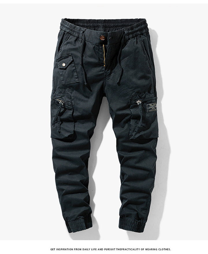 Herren Tapered-Utility-Cargohose mit elastischem Tunnelzugbund, großen Klapp­taschen und gerippten Bündchen Drune