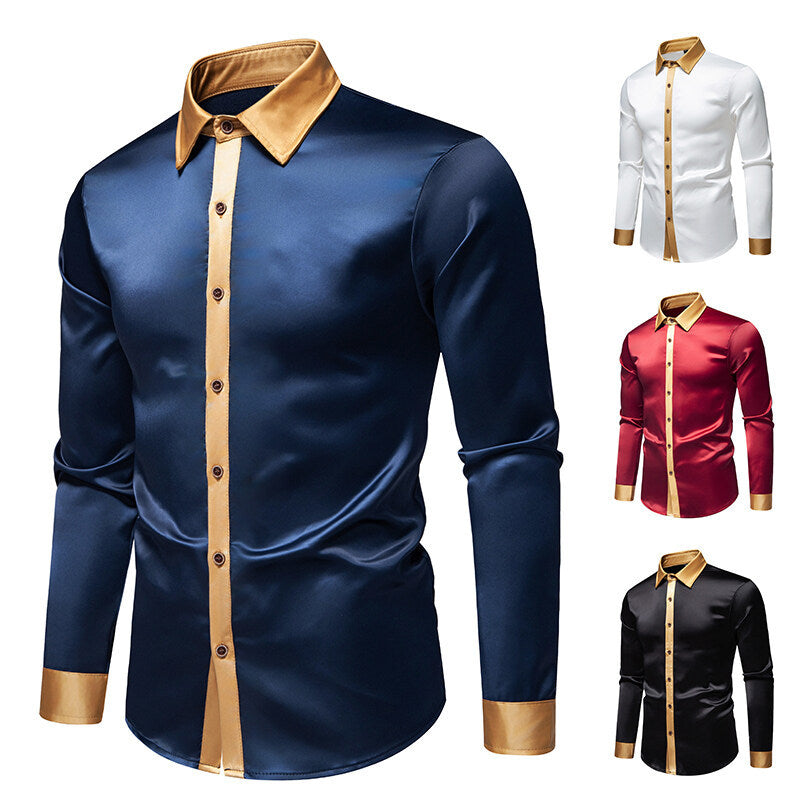 Herren Langarm-Hemd mit modernen Satin-Details Drune