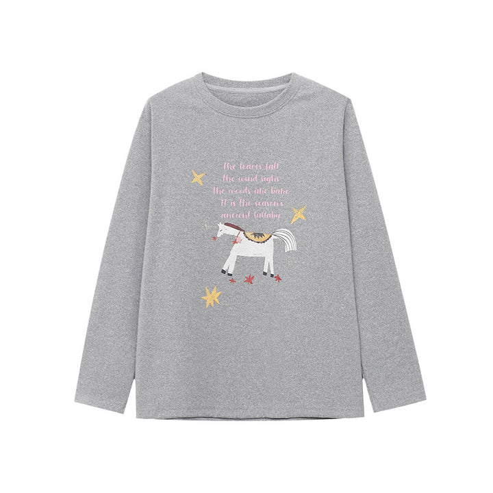 Damen Gemütlicher Sweatshirt mit farbenfrohem Einhorn-Print und Rundhalsausschnitt Drune