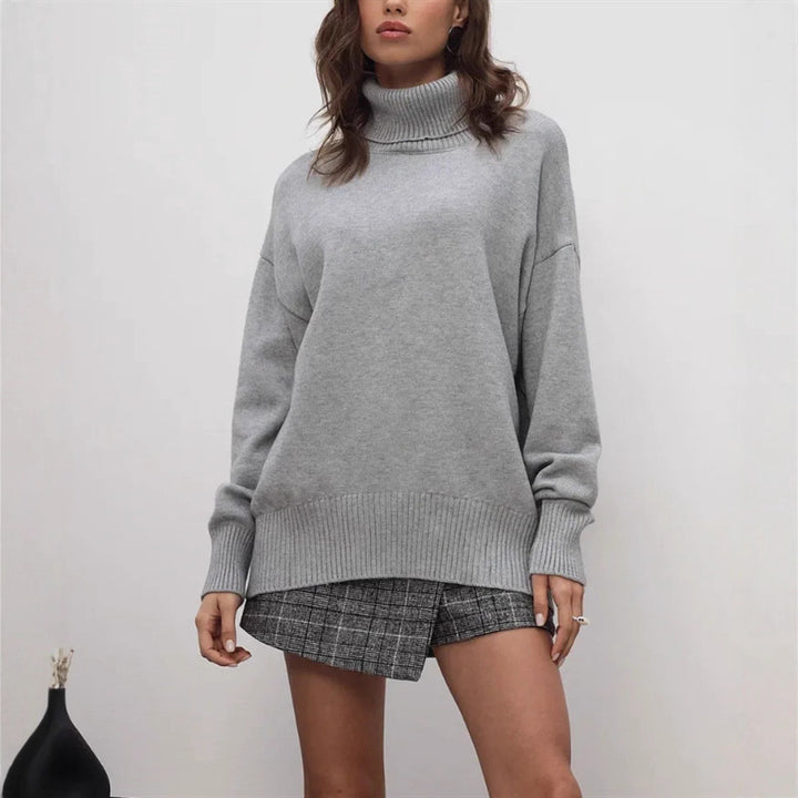 Damen Boxy-Rollkragenpullover aus feinem Feinstrick mit überschnittener Schulter Drune