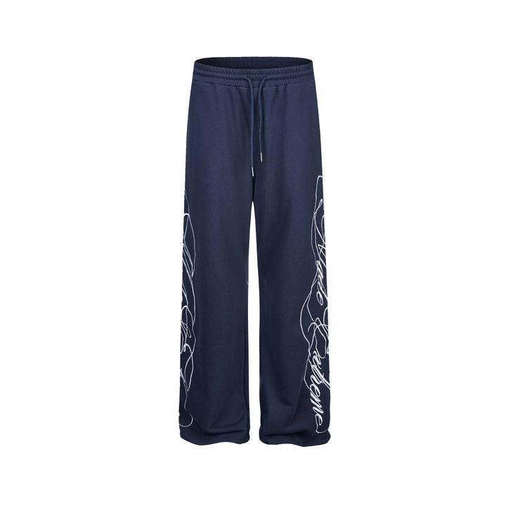 Damen Weiche Loungehose mit weitem Bein, elastischem Bund und Statementdruck Drune