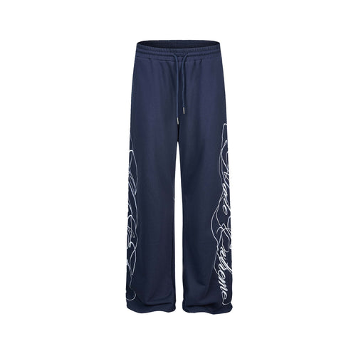 Damen Weiche Loungehose mit weitem Bein, elastischem Bund und Statementdruck Drune