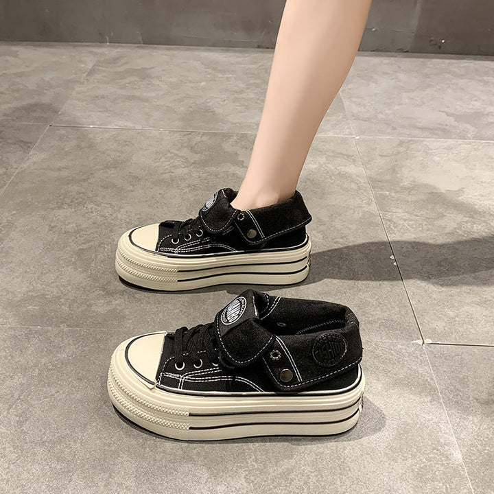 Damen High-Top Sneakers mit modischem Plateau und verstellbarem Knöchelriemen Drune