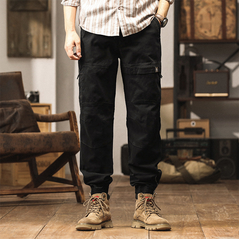 Herren Slim‑Tapered Cargojogger aus Baumwoll‑Twill mit Tunnelzug und Knöchelzipper Drune