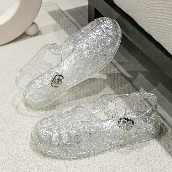 Damen Glitzernde Freizeit-Sandalen im Riemchen-Stil mit verstellbarem Verschluss Drune