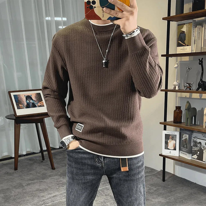 Herren Feinstrick-Ripppullover mit Rundhalsausschnitt und legerer Oversize-Passform Drune