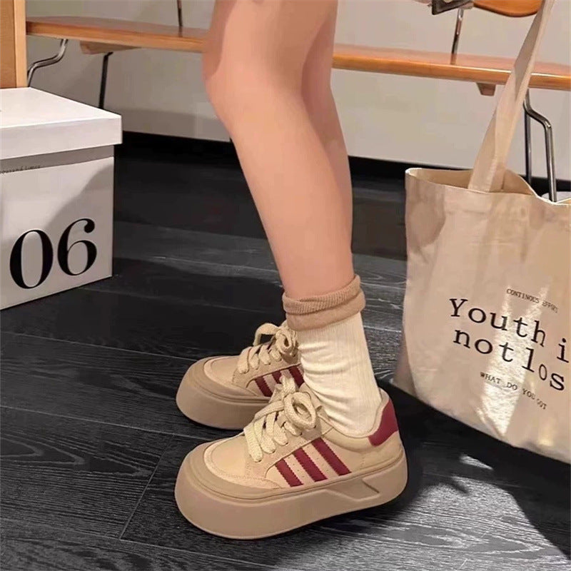 Damen Plattform-Sneaker mit strapazierfähigem Obermaterial und extrahoher Sohle Drune