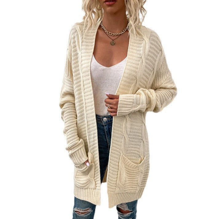 Damen Grobstrick Cardigan mit lässigem Design und praktischen Taschen Drune