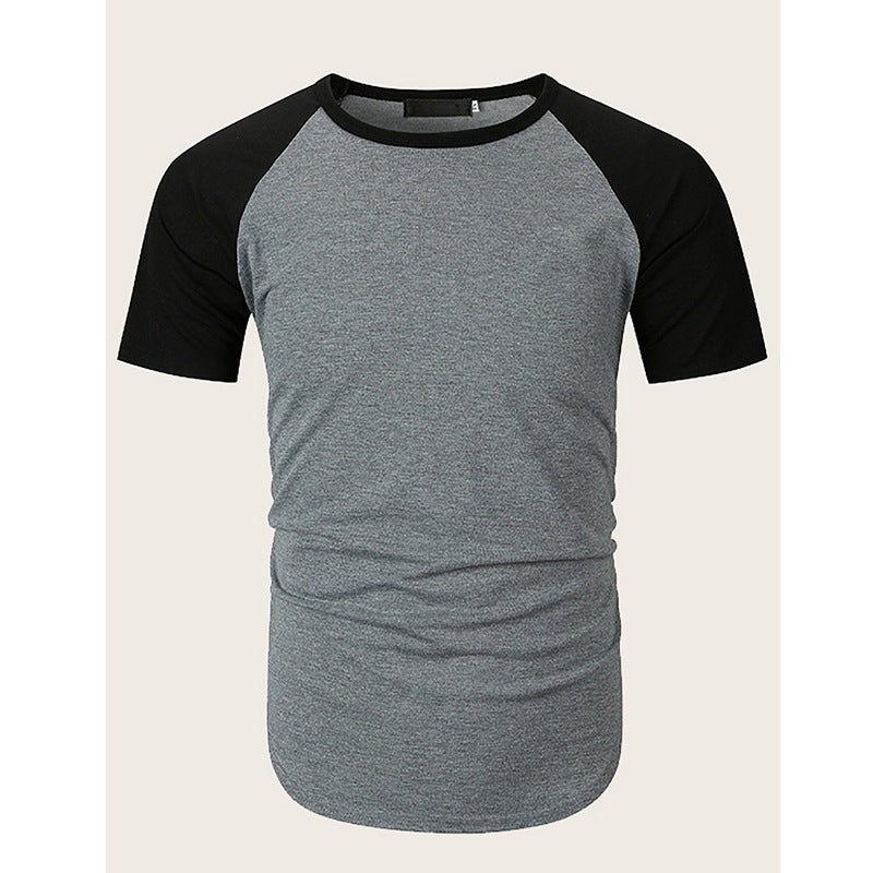 Herren Rundhalsshirt mit kontrastierenden Ärmeln und figurbetonter Passform Drune