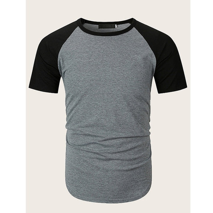 Herren Rundhalsshirt mit kontrastierenden Ärmeln und figurbetonter Passform Drune