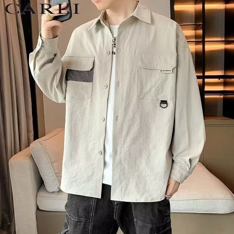 Herren Overshirt-Jacke im Utility-Stil mit aufgesetzten Pattentaschen Drune