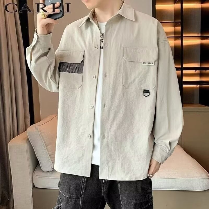Herren Overshirt-Jacke im Utility-Stil mit aufgesetzten Pattentaschen Drune