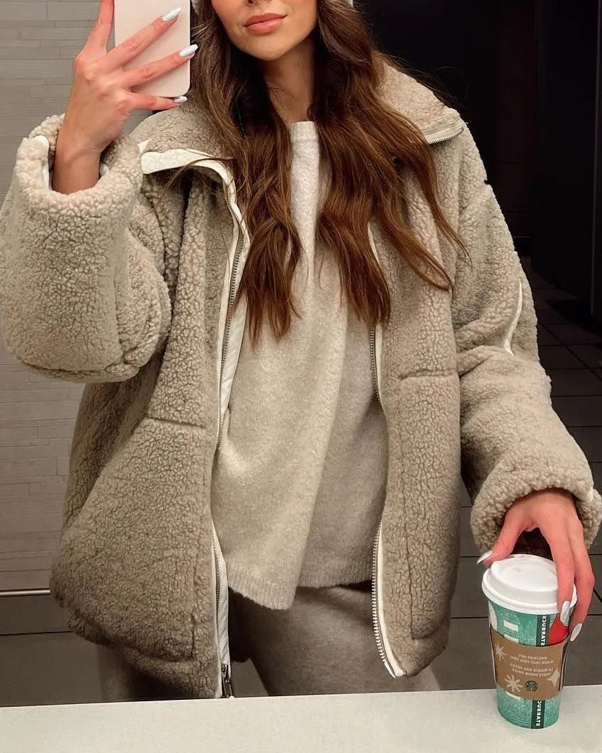 Drune | Stehkragen Doppel End Reißverschluss Fleece Strickjackejacke