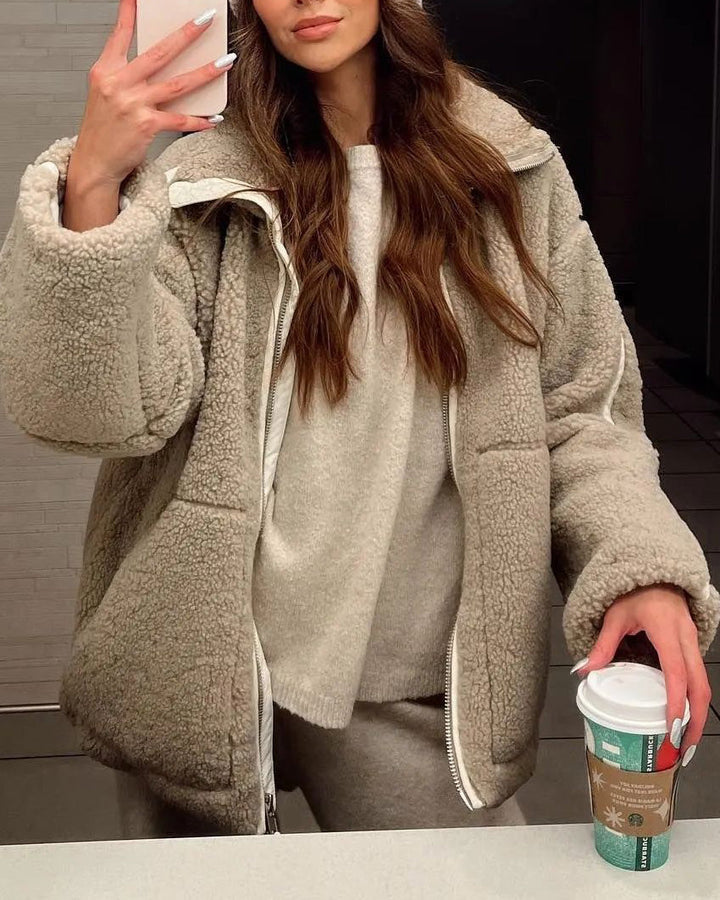 Drune | Stehkragen Doppel End Reißverschluss Fleece Strickjackejacke