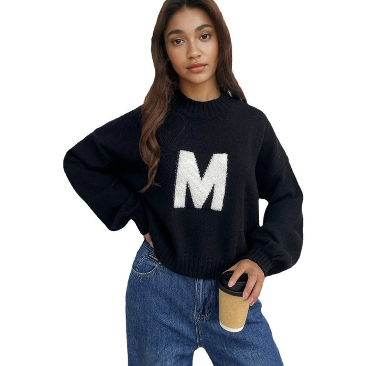 Damen Sweater mit auffälligem Buchstabendesign und lockerer Passform Drune