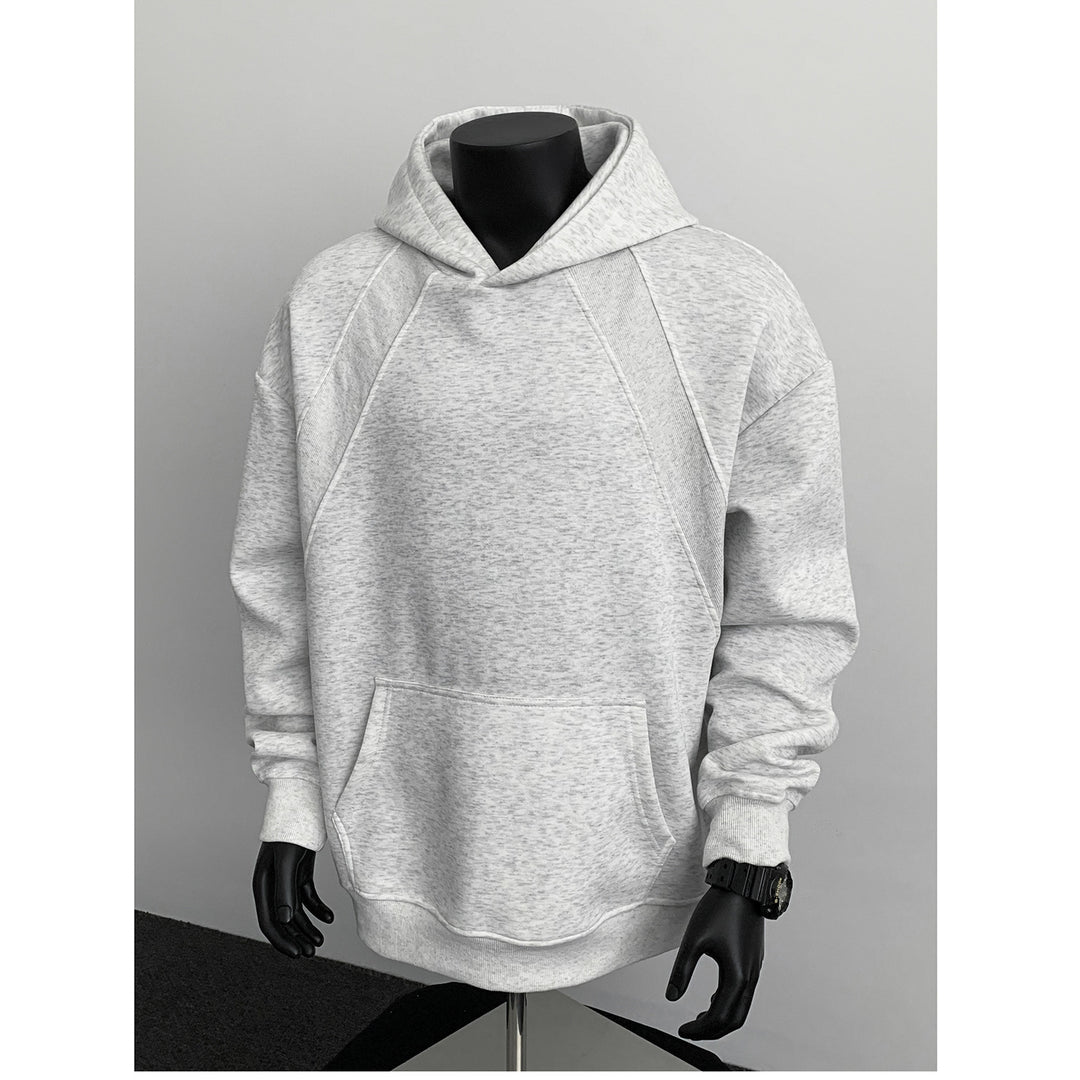 Herren Oversize-Kapuzenpullover mit diagonalem Einsatz und Kängurutasche Drune