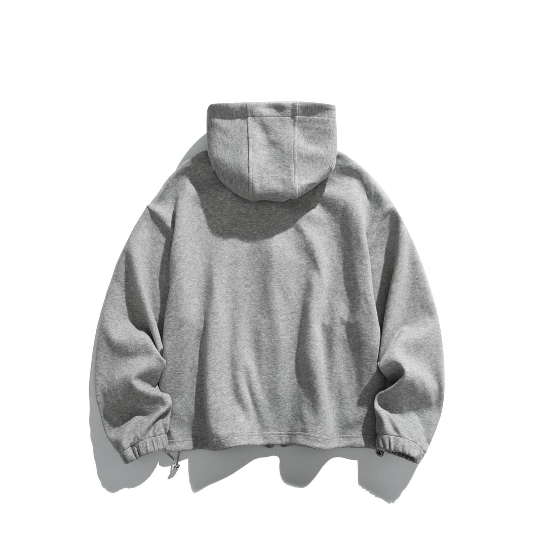 Unisex Leichte Zip-Hoodie-Jacke mit Reißverschlusstaschen und verstellbarem Saum Drune