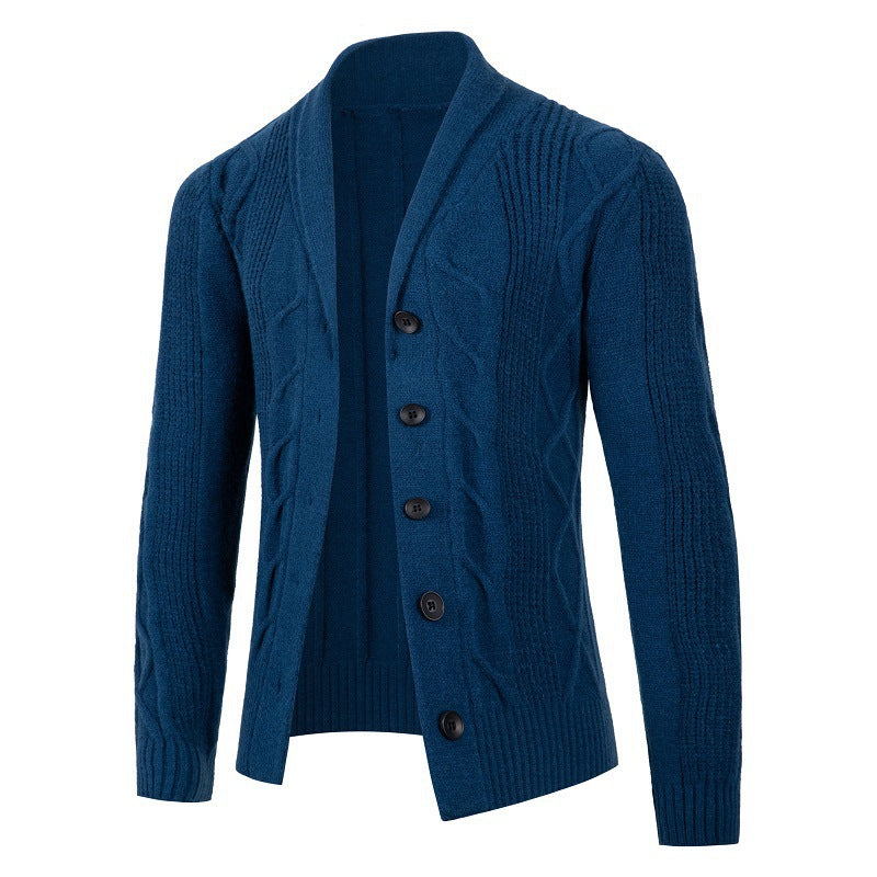Herren modische Strickjacke mit Kabelmuster und Knopfleiste Drune