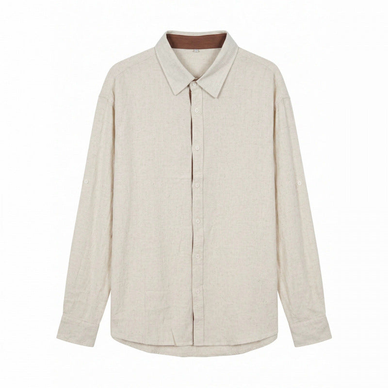 Herren Leichtes Oversize-Leinenhemd mit Kentkragen und abgerundetem Saum Drune