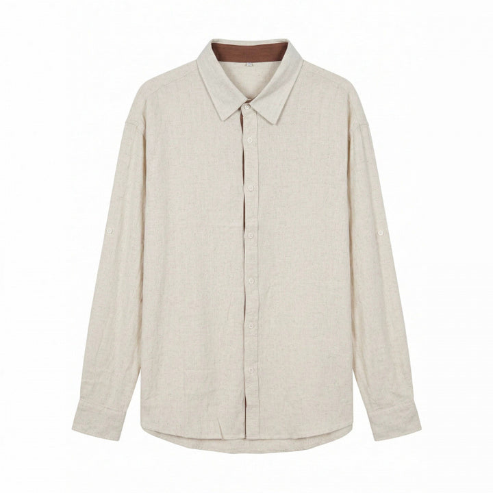 Herren Leichtes Oversize-Leinenhemd mit Kentkragen und abgerundetem Saum Drune