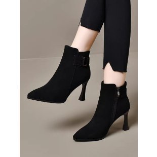 Damen Elegante Stiefeletten mit hohem Absatz und Schnallen-Detail Drune