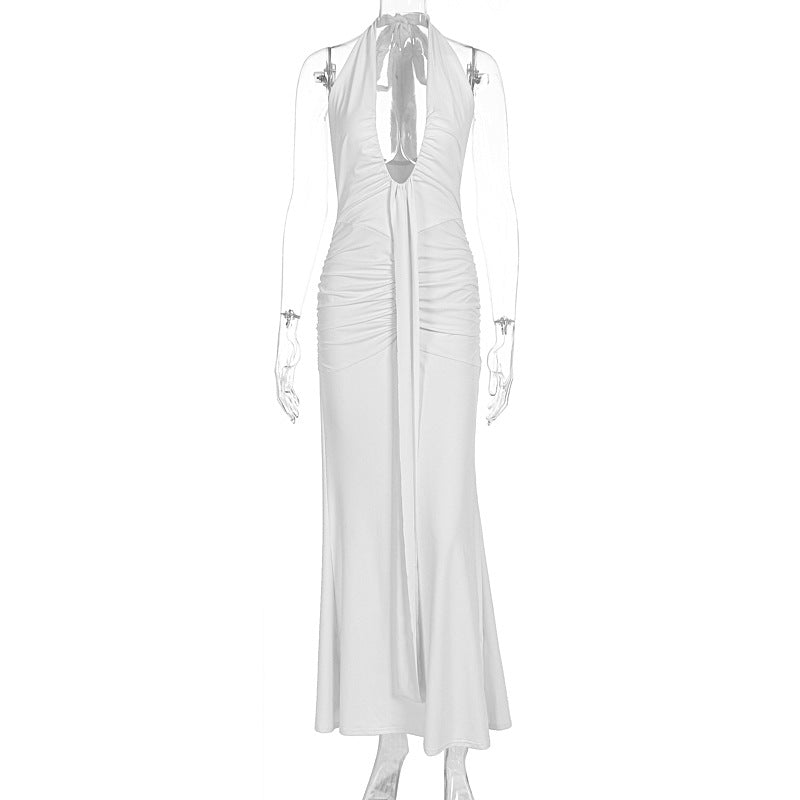 Damen Elegantes Kleid mit tiefem V-Ausschnitt und figurbetontem Schnitt Drune