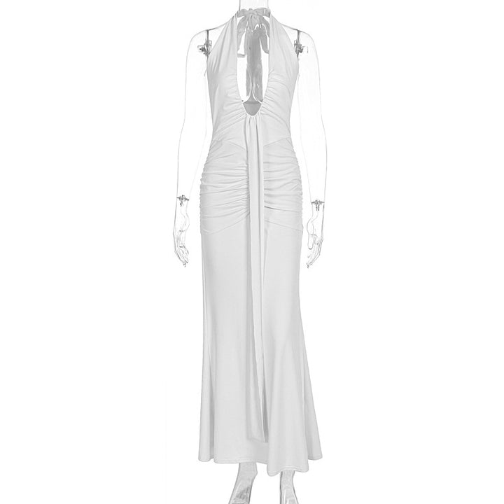 Damen Elegantes Kleid mit tiefem V-Ausschnitt und figurbetontem Schnitt Drune