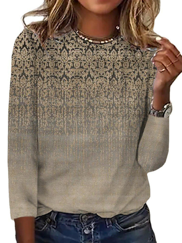 Damen Langärmeliges Oversize-Sweatshirt mit abstraktem Aquarell-Mosaikprint Drune