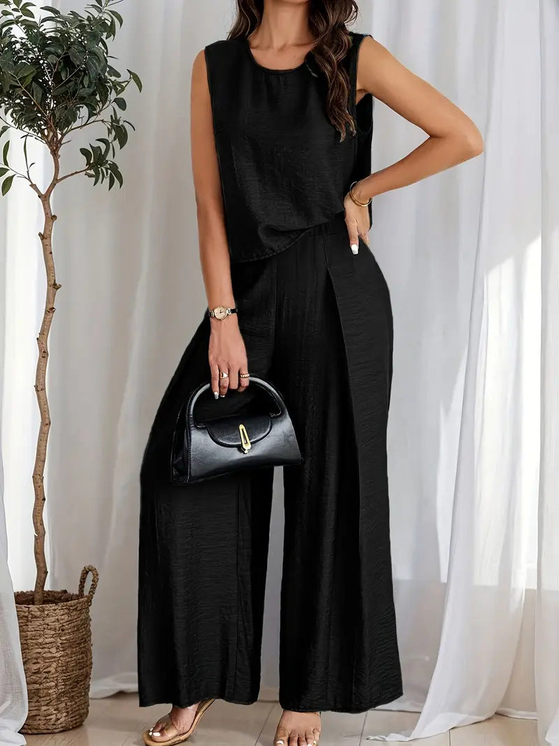 Damen weiches Oberteil und elegante weite Hose Drune