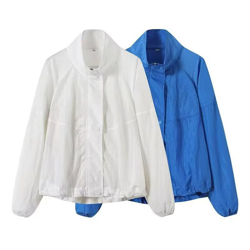 Damen Leichte Windjacke mit Stehkragen, Raglanärmeln und elastischem Saum Drune