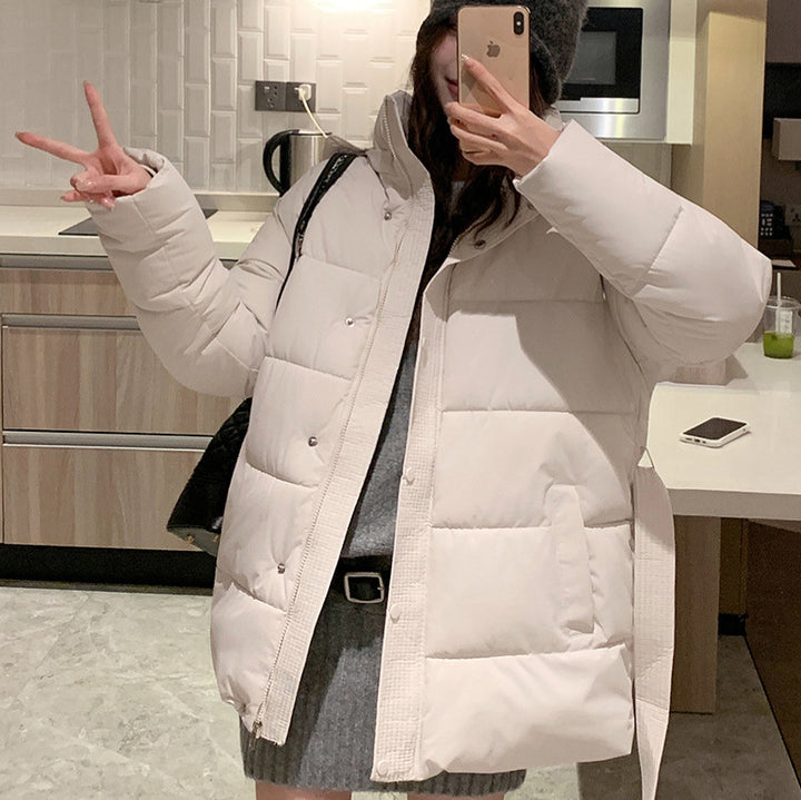 Damen klassische Pufferjacke mit hohem Kragen und praktischen Taschen Drune