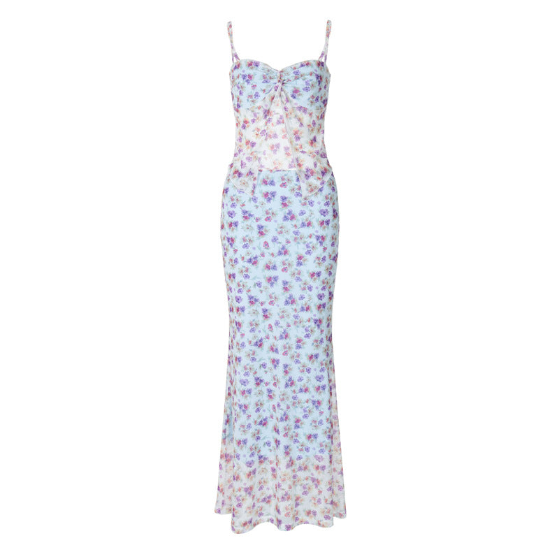 Damen Elegantes Maxikleid mit floralem Muster und raffiniertem Cut-Out Drune