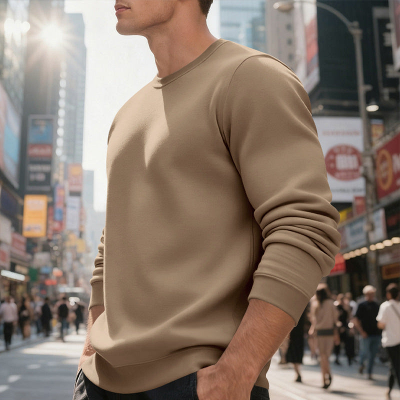 Herren nan weiches Rundhals-Sweatshirt aus Baumwollmix mit gerippten Bündchen und relaxed Fit Drune