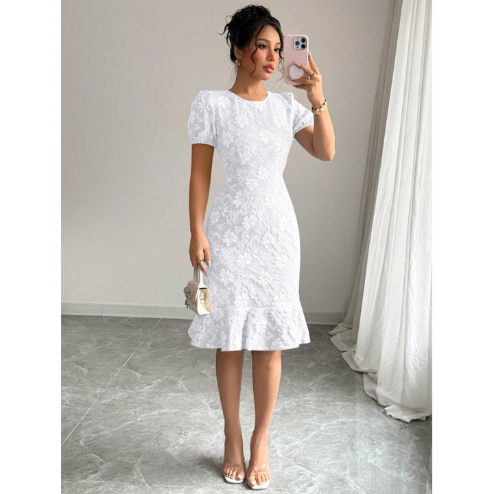 Damen Etuikleid mit floralen Stickereien Drune