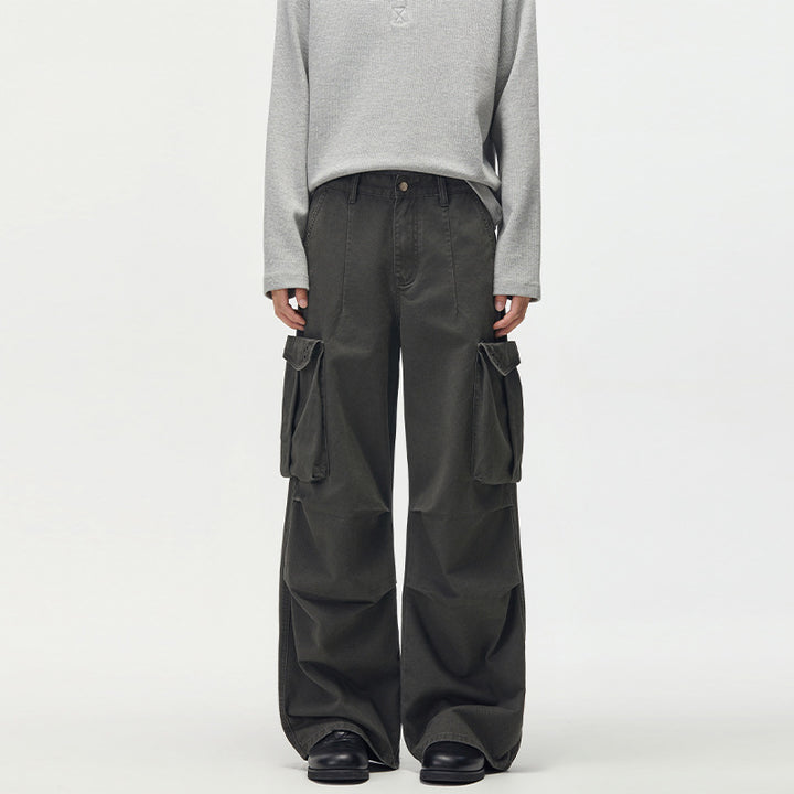 Herren Baggy-Cargohose mit extra weitem Bein, tiefem Schritt und großen Klappentaschen Drune