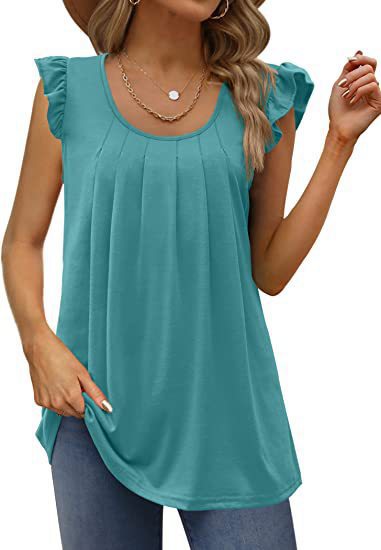 Damen luftiges Blusenshirt mit elegantem Rüschendesign Drune