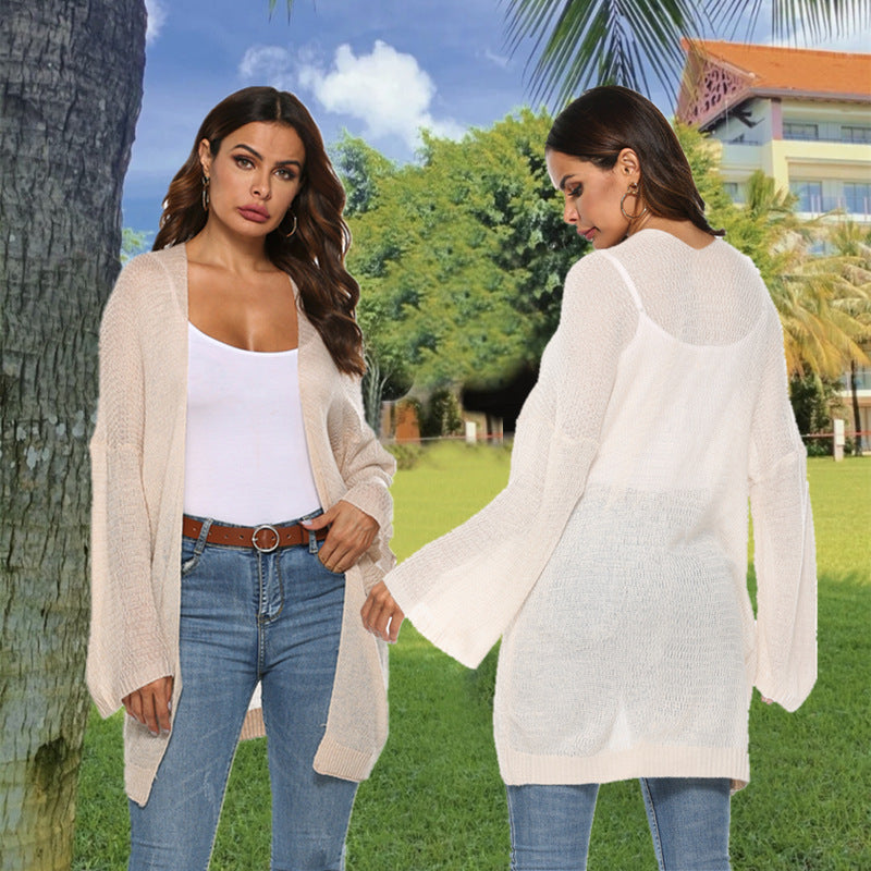 Damen Langer Strickcardigan mit weitem Schnitt und offenem Design Drune