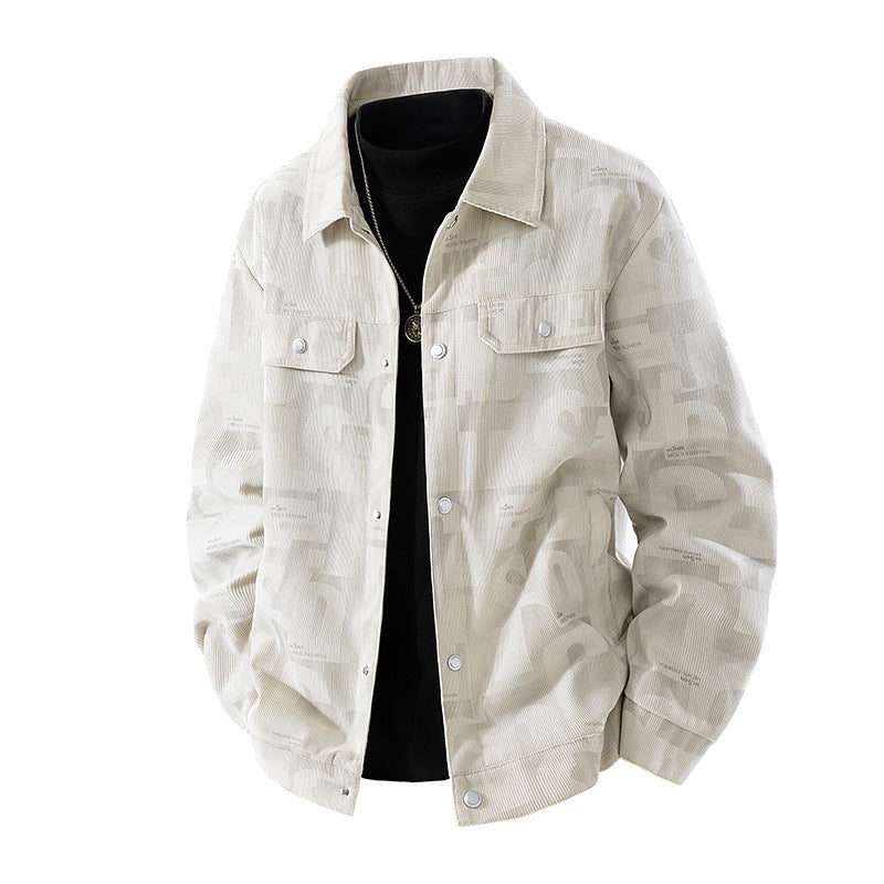 Herren Modische Jacke mit Schlaufen Kragen Drune